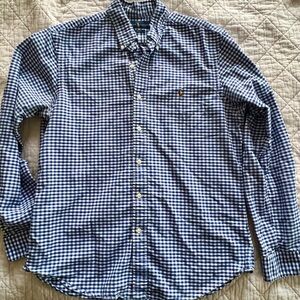 Ralph Lauren Men's Blue and White Checkered Shirt